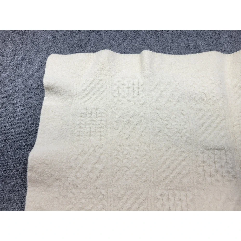 Vintage Aran Mor Ireland Wool Baby Blanket Cream Patchwork 39x35 Ireland Made